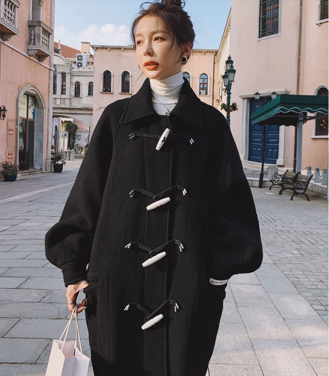 アウター コート ダッフルコート ロング ロング丈 長袖 ボリューム袖