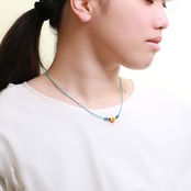 遊び心あるデザイン！琥珀トップ・ターコイズネックレス ne1115