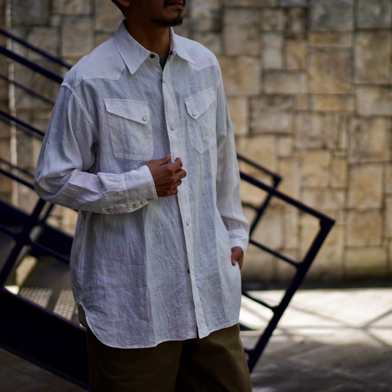 日本製　12ss Sanca Denim western shirts