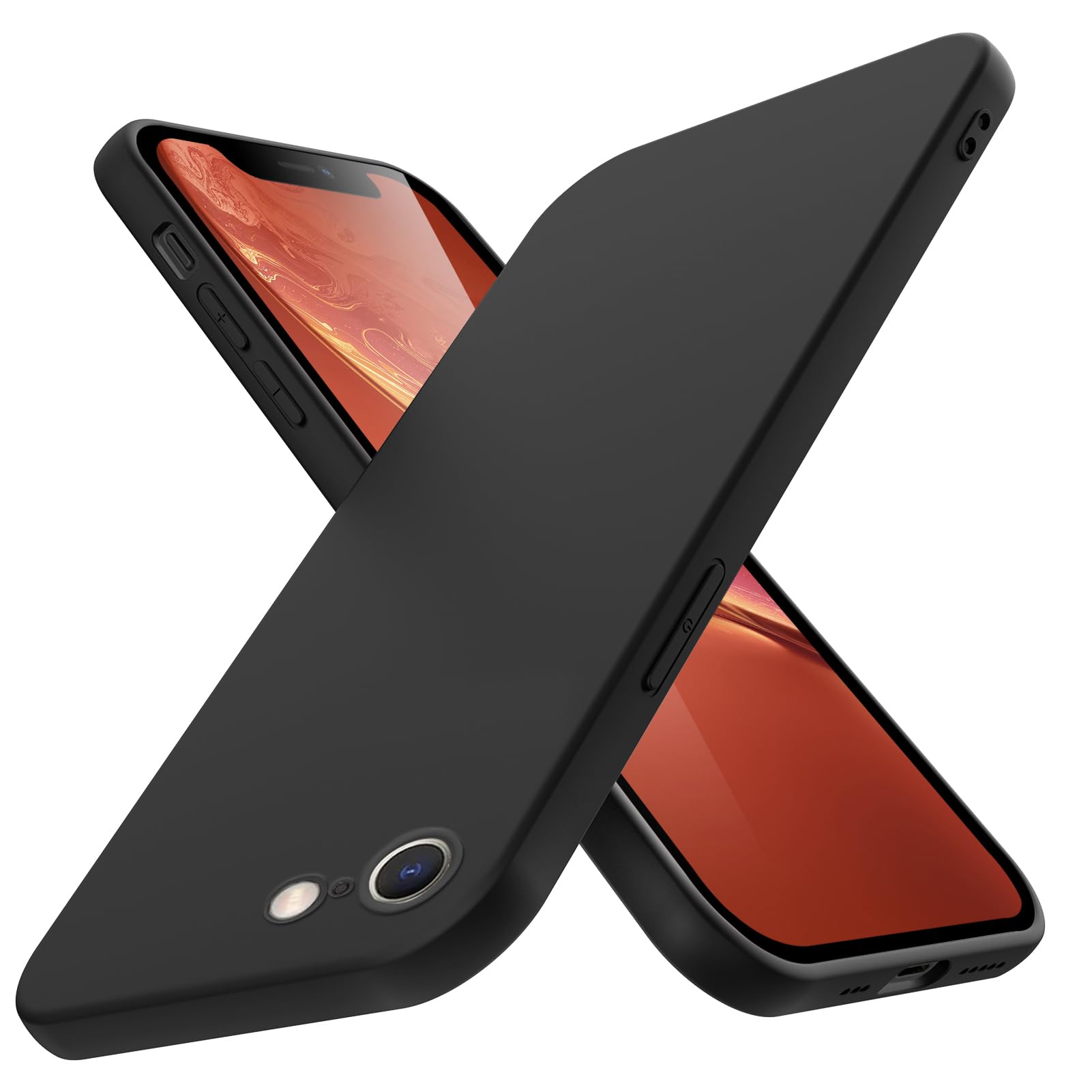 TLOMPLO 対応 iPhone SE3 8/7/se2/se3 ケース シリコン 薄型 スリム 磨り表面 指紋防止カバー 黒