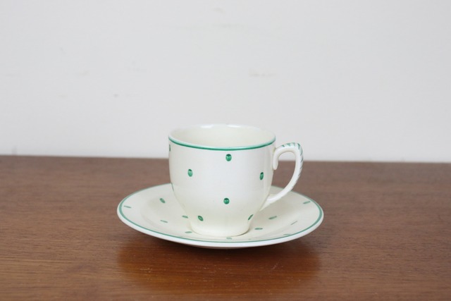 スージークーパー　ポルカドット　デミタスカップ＆ソーサー　デュオ　Susie Cooper　Polka dot　ヴィンテージ　　イギリス　に2866-1