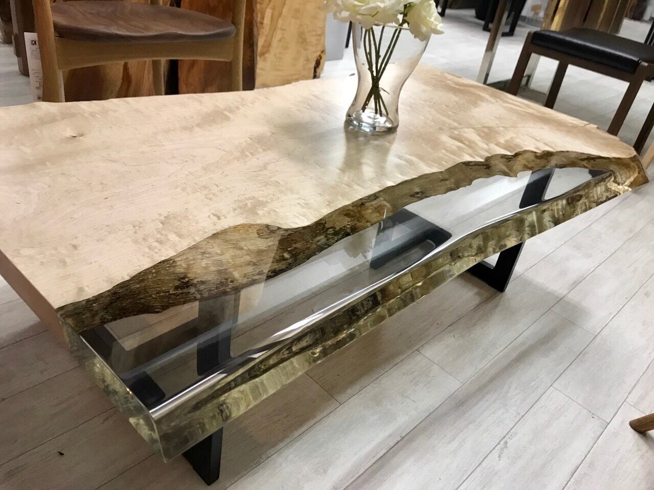 新春特別セール！レジンテーブル/プレミアムグレー/サークル