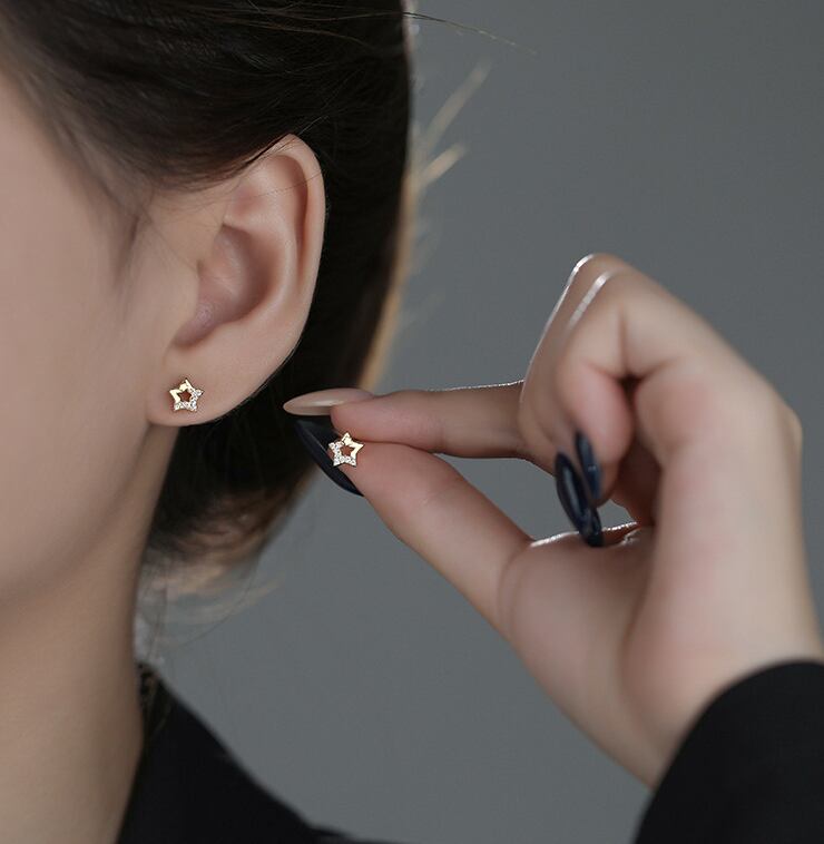 K18鏡面仕上げ ピアス シルバー999 レディース 小さめ耳アクセサリー