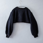 Cropped waffle pullover /   kids S(90-100), M(100-115)  /  Black