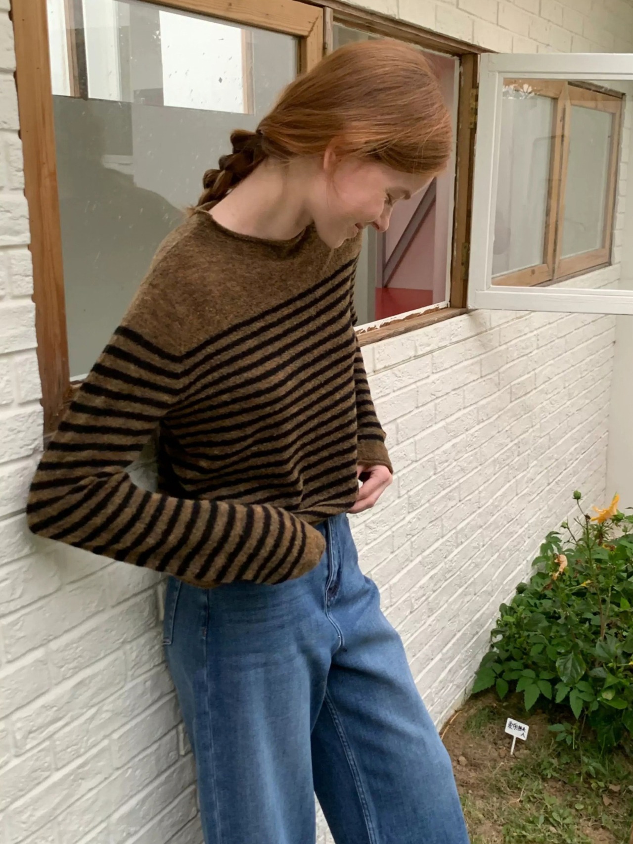 Duveteux Wool-Blend Border Knit F0869