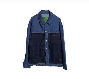 NEU_IN 23SS Destroyed color block denim jacket