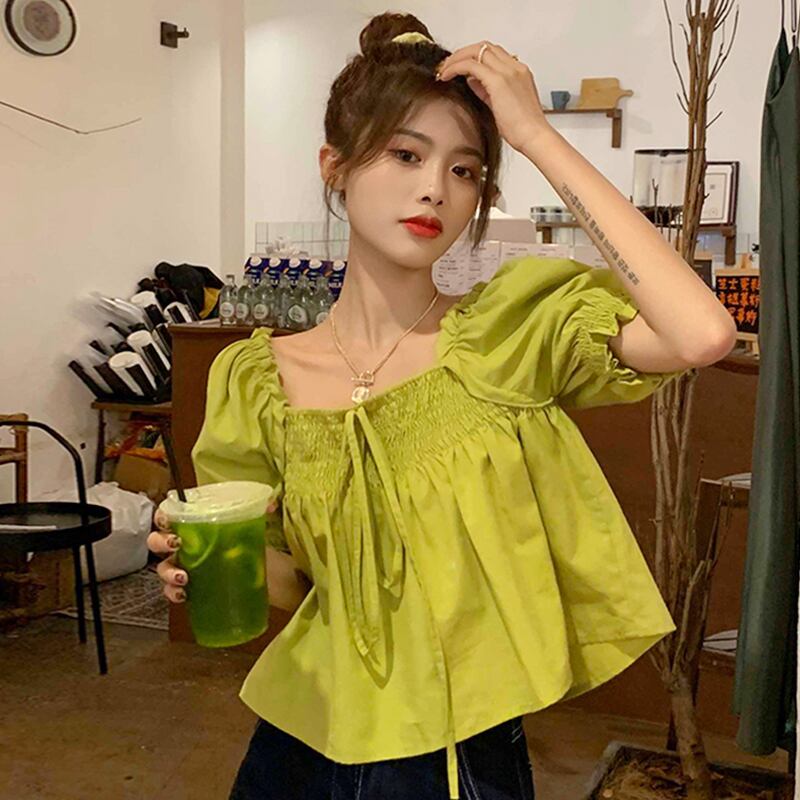 スリーブショートブラウス レディースサマーシャツ 夏物 スクウェア スーパーモール16787778655