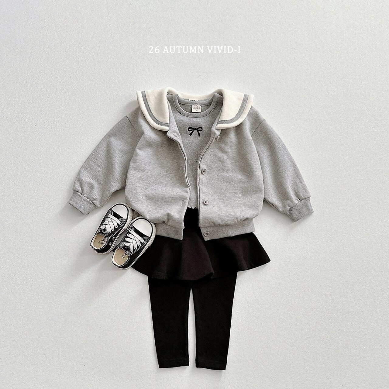 韓国子供服 / VIVID-I / 26Autumn / リボン スパン Tシャツ / キッズ服 / ジュニア服 / 秋服 *XS~JM*