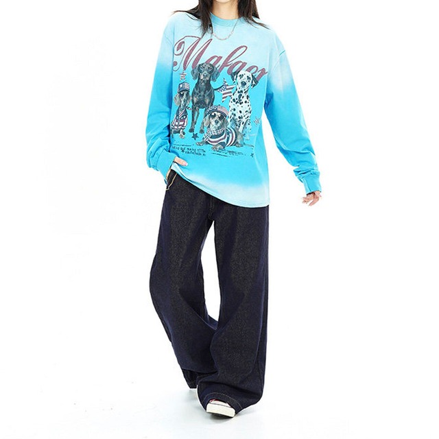 レトロドッググラフィックロングスリーブ 2col   R02620