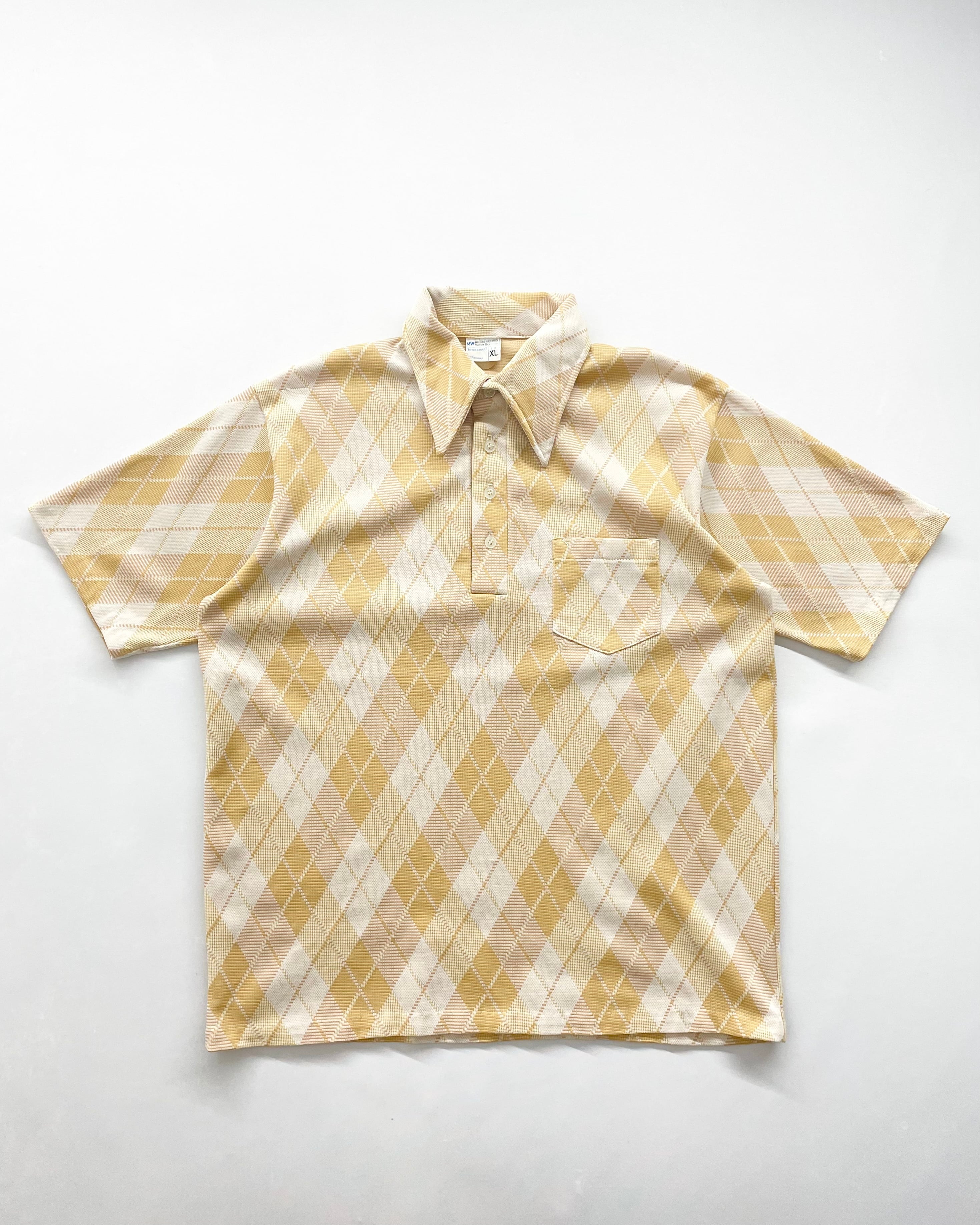 70s MacTaggart マクタガート チェック柄ニットポロシャツ サイズL 70s TOWNCRAFT Jacquard Pattern S/S Knit Polo | VOLAR
