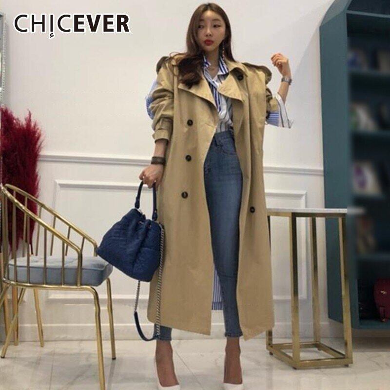CHICEVERパッチワークストライプウィメンズウインドブレーカーラペルスリークォータースリーブウエストバンデージダブルブレストウインドブレーカー2020 6base512942832892