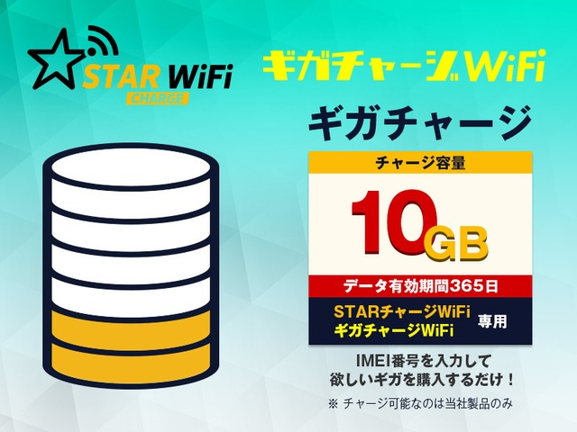 【10GB】 容量チャージ（STARチャージWi-Fi＆ギガチャージWiFi専用）