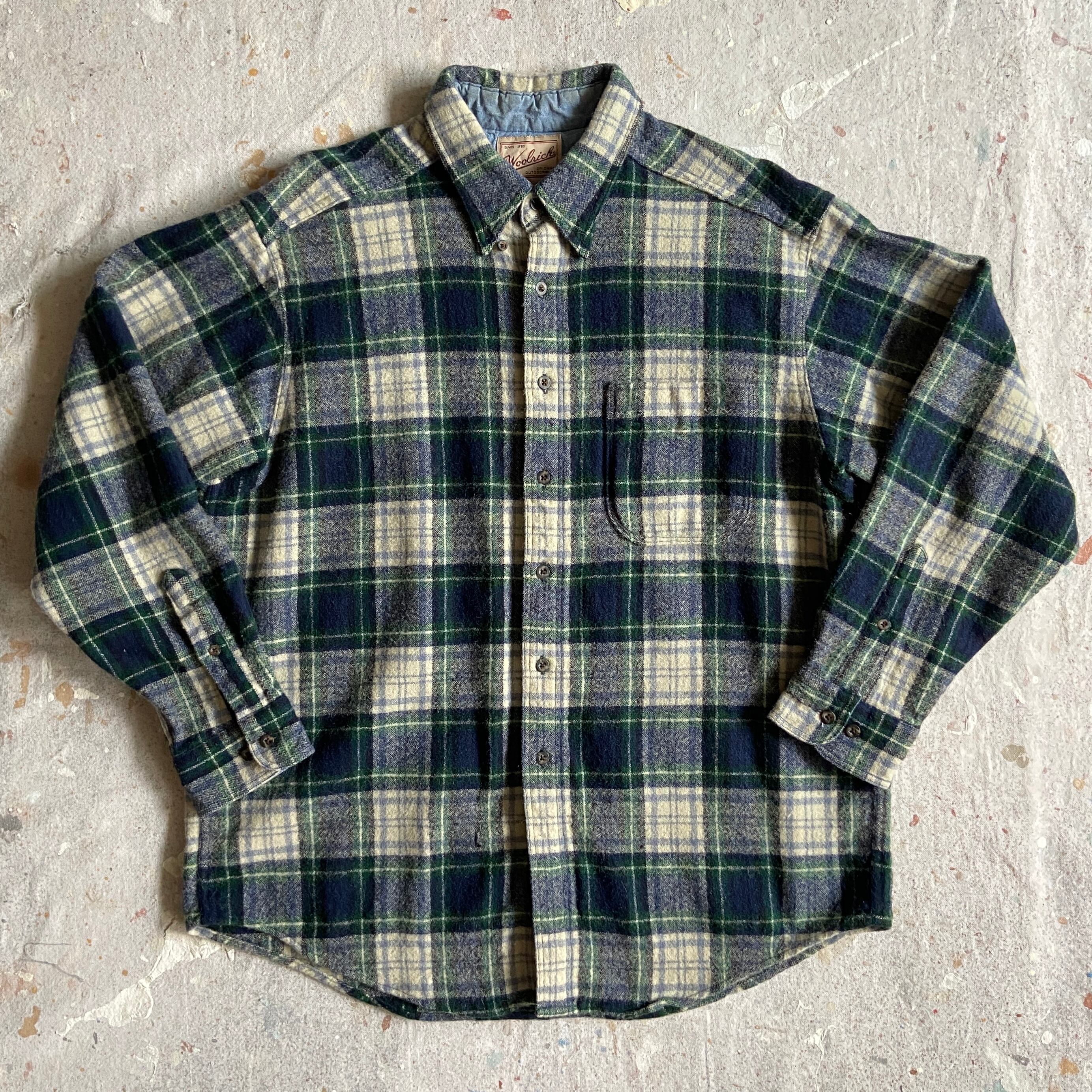 1980s Woolrich L/S Wool Check Shirt XL Made in USA F945