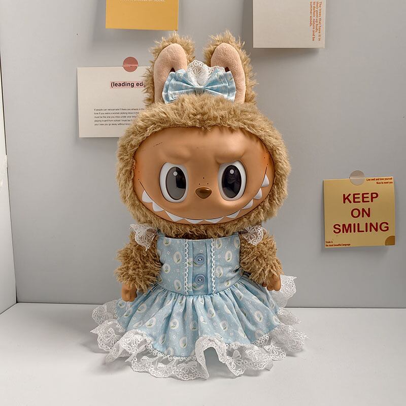 38cm Labubu/MOKOKO用 かわいい チューリップ/リボン柄 ワンピース+