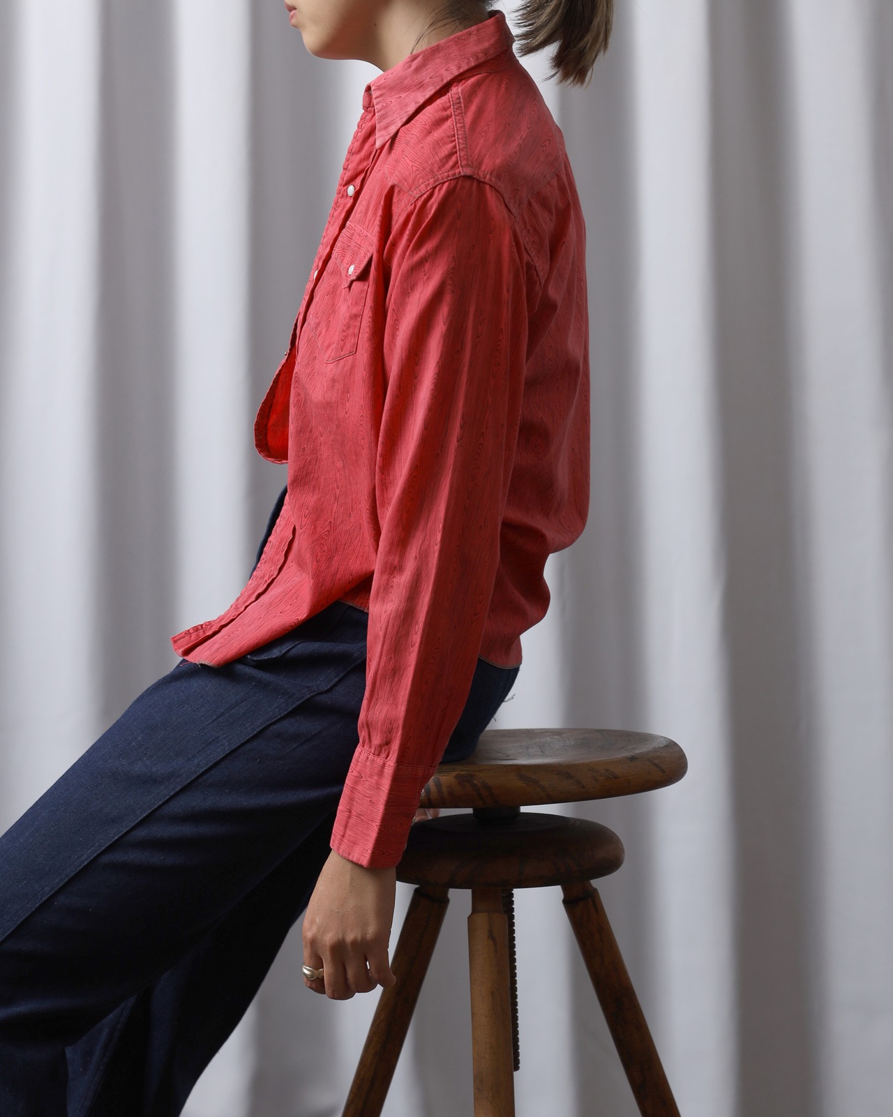 1960's Wood Pattern / Cowboy Shirt