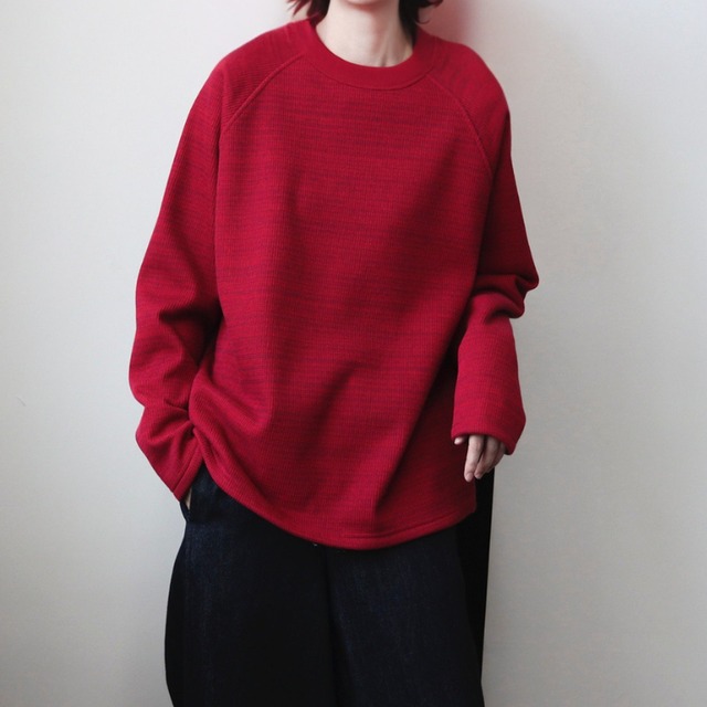 ラグランブラッシュドフリースニットプルオーバー　A01993