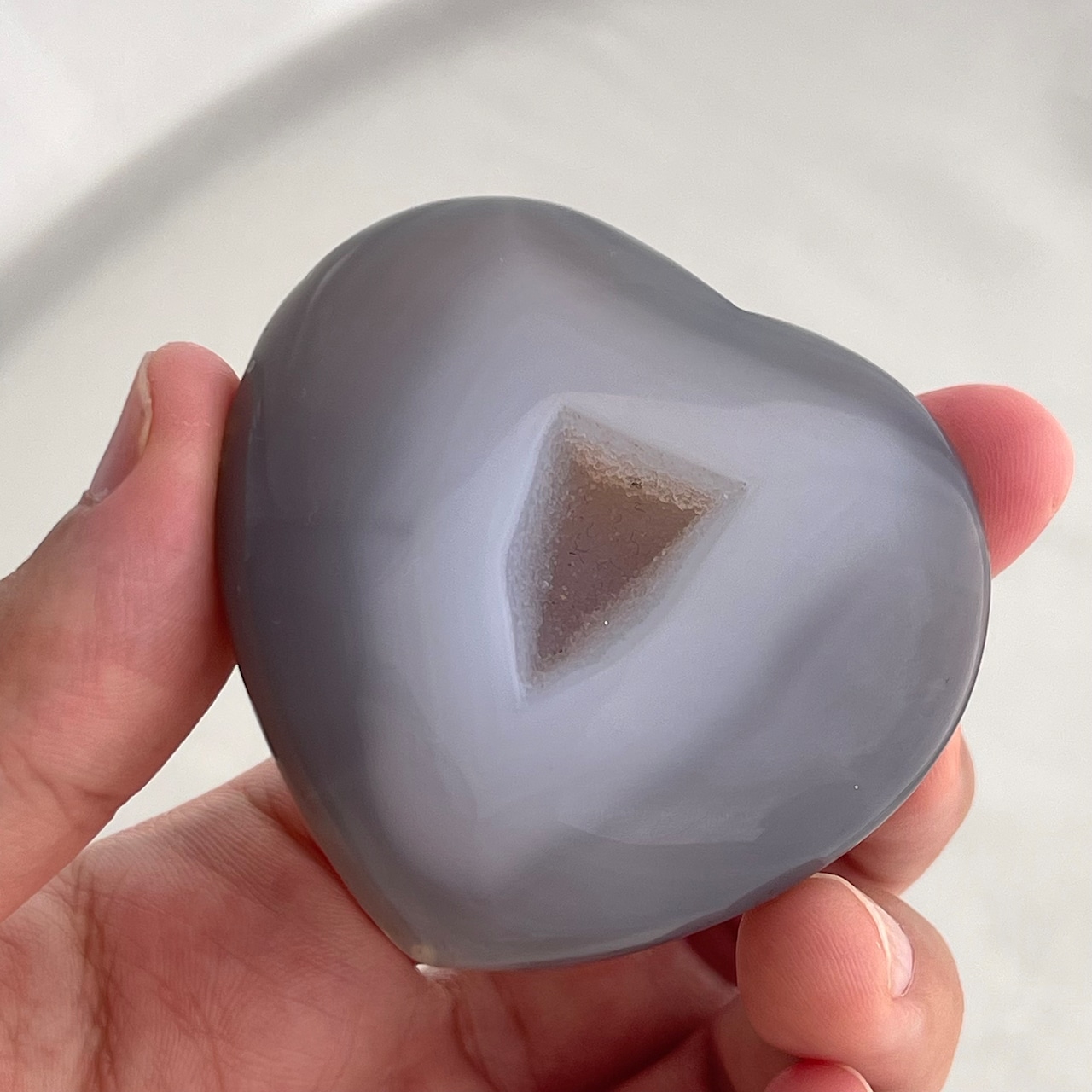 ドゥルージー笑口アゲート*ハート*250822-01*天然石*置き物*インテリアストーン