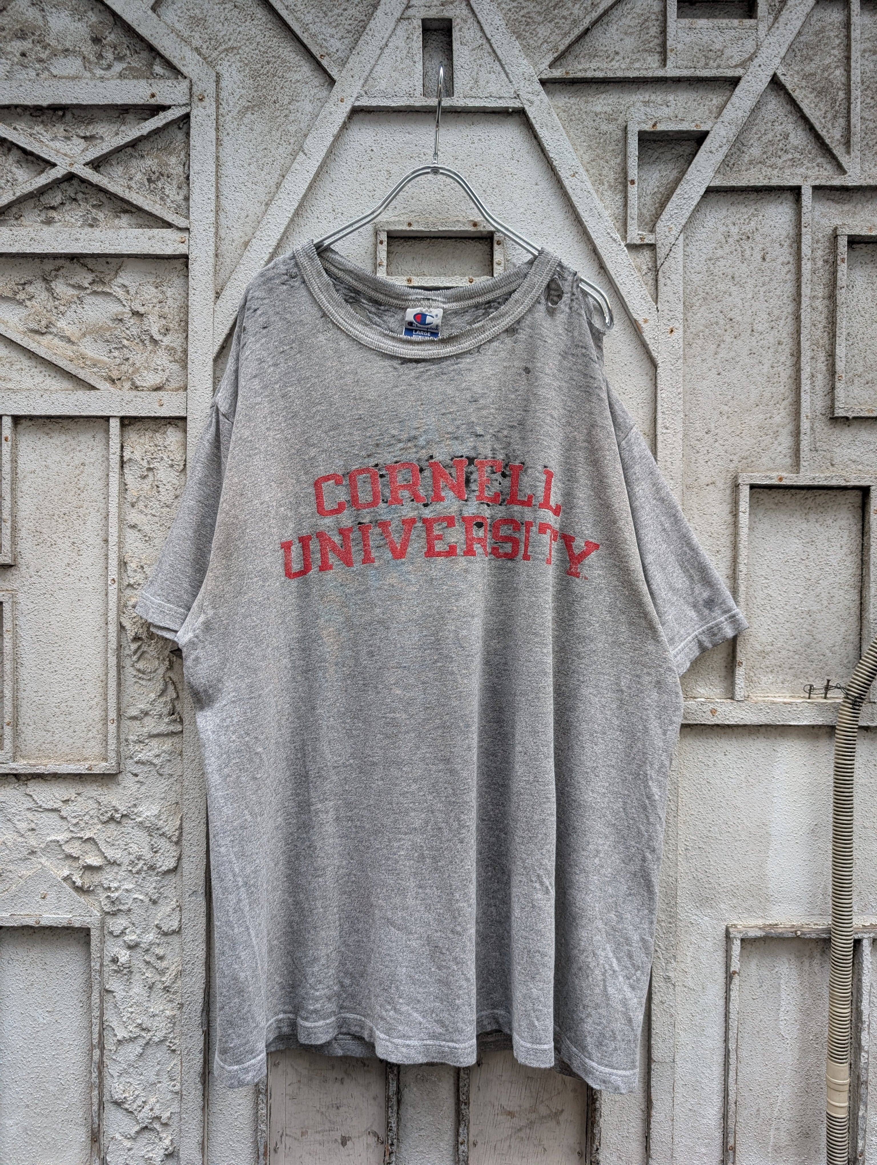 "CHAMPION" fade & damage tee / made in USA