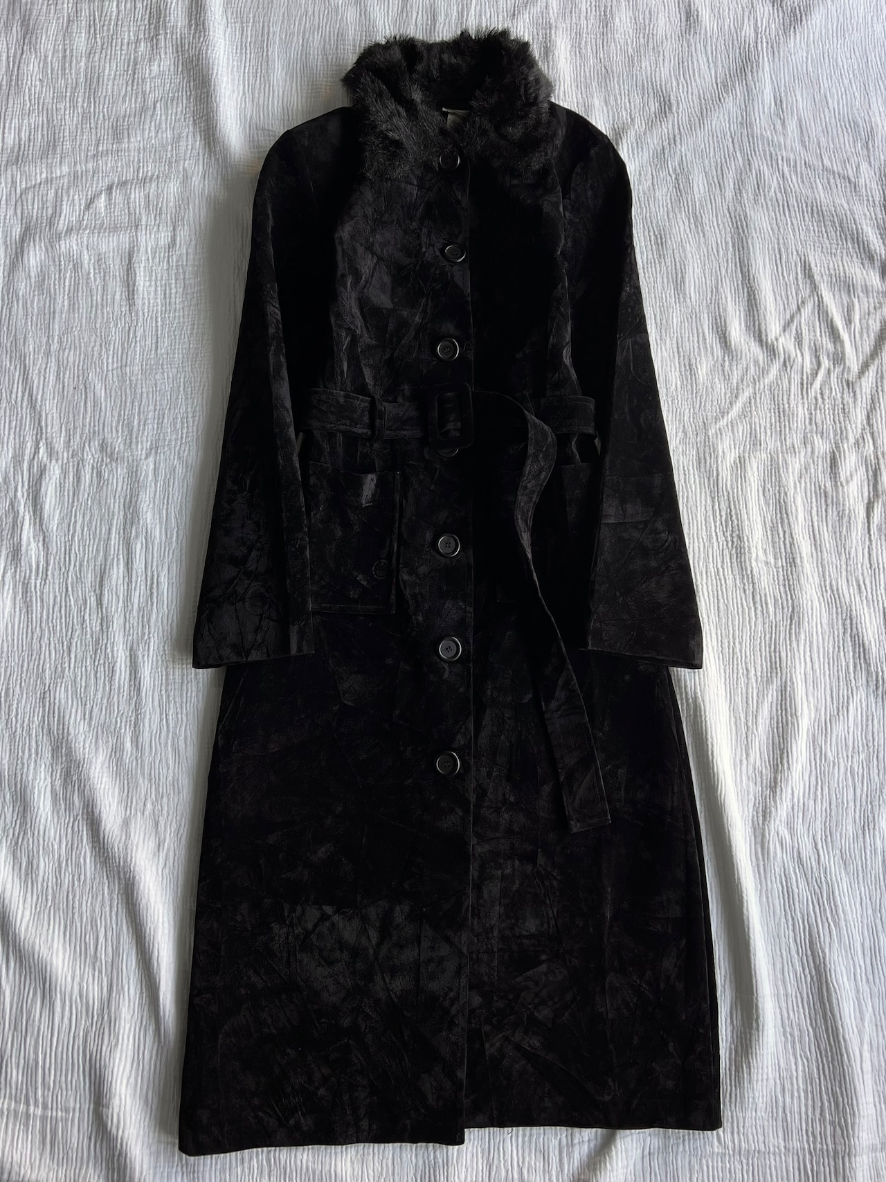 "Vintage" Velour Fur Long Coat