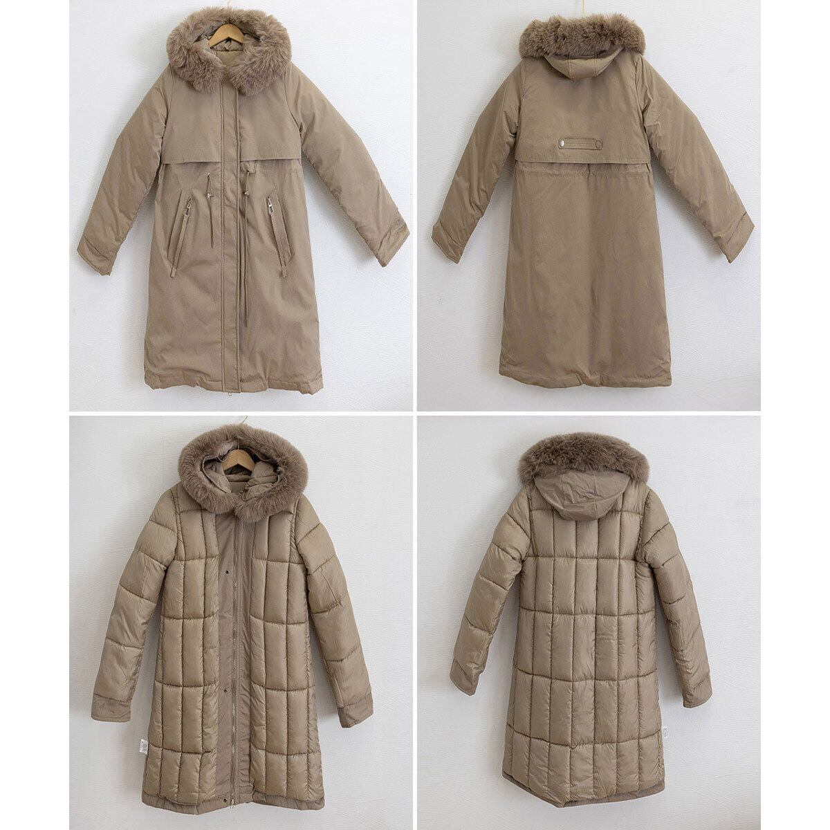 ダウン コート 中綿 防寒 保温 レディース 秋冬 韓国 ミドルコート きれいめ 大人 カジュアル おしゃれ 通勤 通学 OL 学生 暖かい フェイクダウン ウエストマーク フード付き 大人可愛い 大人女子