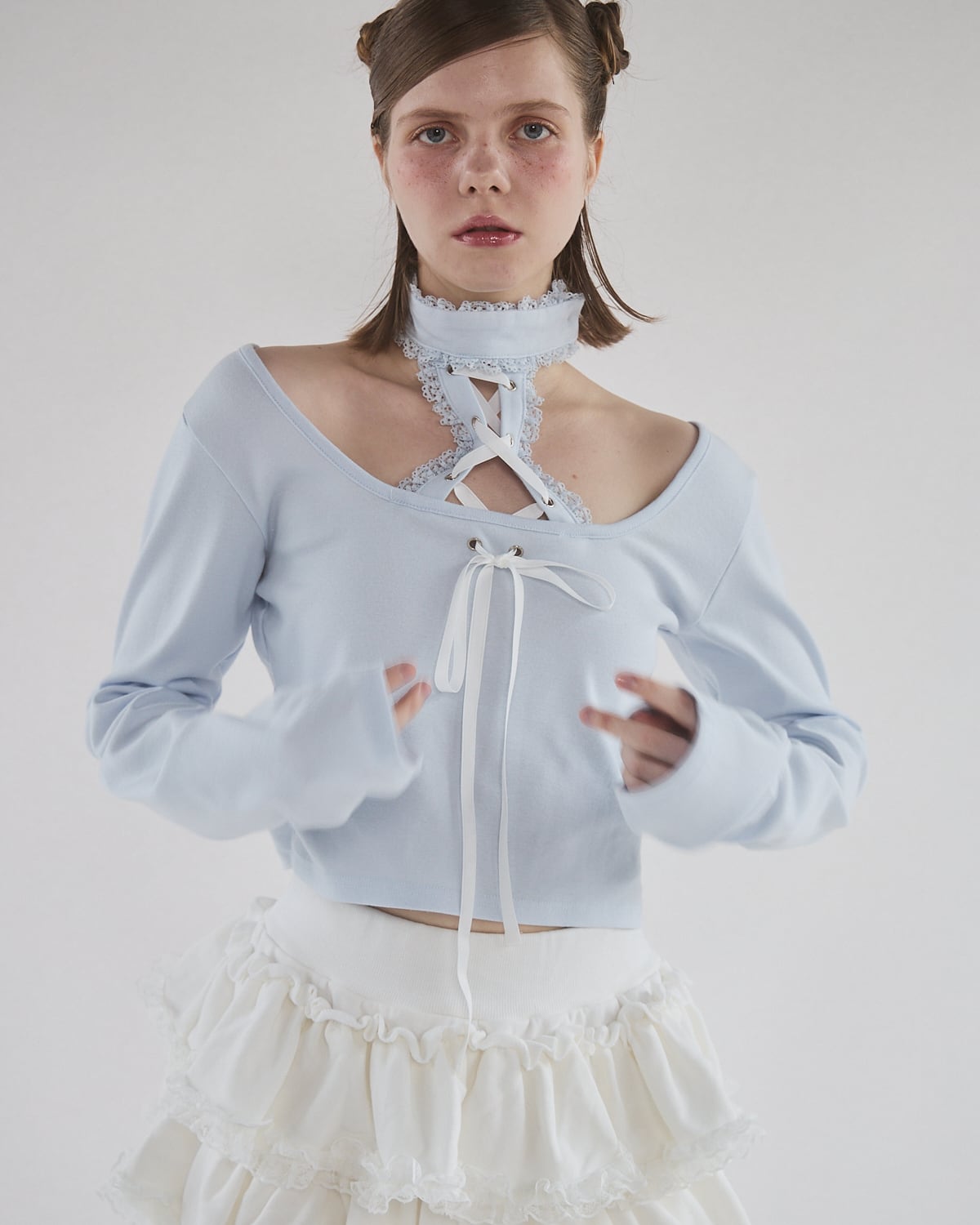 フロントレースアップニットトップス | lilLilly official webstore