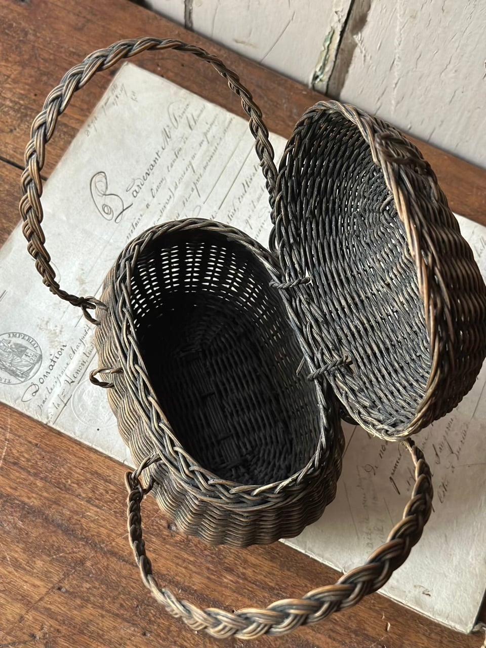 ドールパニエ 小さなバスケット 黒×茶 | Brocante de La Cocotte