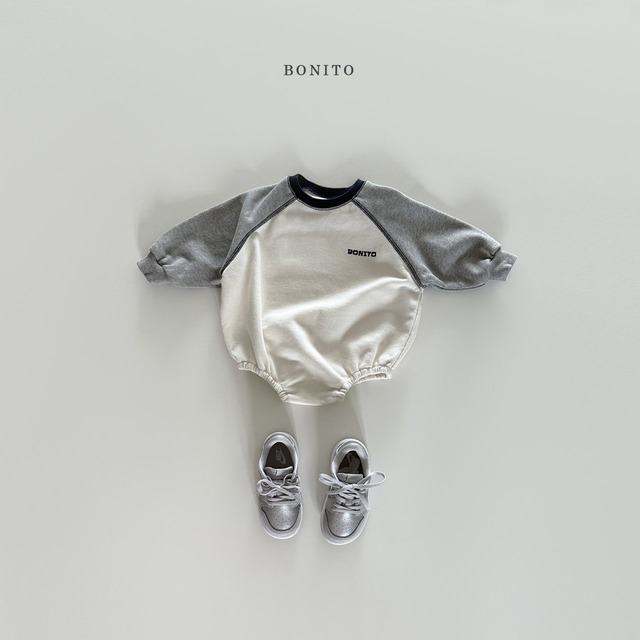 【Last1 ivory  6m即納】BONITO coloring raglan suit #16322
