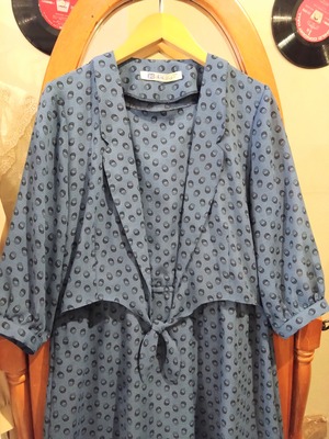 ジオメトリックポルカドットレトロワンピース/セットアップONEPIECEMADEINJAPANAntiqueVINTAGE日本製古着洋服