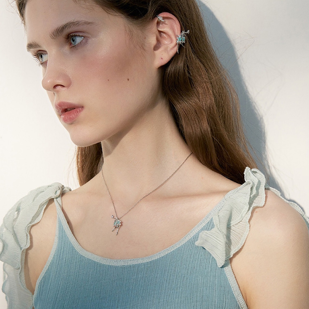 おしゃれ バレエ 女子 グリーン×シルバー ネックレス - 3