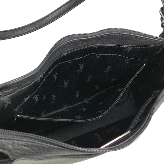 Yves Saint Laurent イヴ・サンローラン ショルダーバッグ ブラック ロゴ レザー セミショルダーバッグ vintage ヴィンテージ オールド 2mp2vx