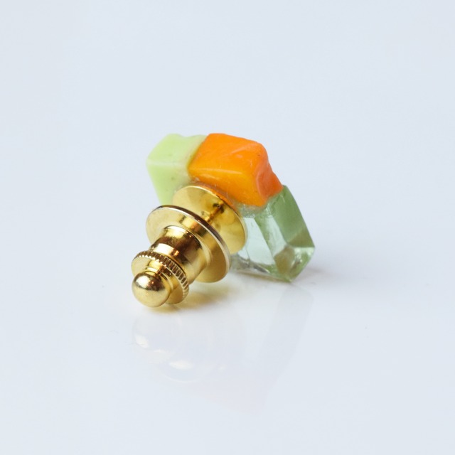 【ベーシック】ブローチM　黄緑×オレンジ×緑クリア