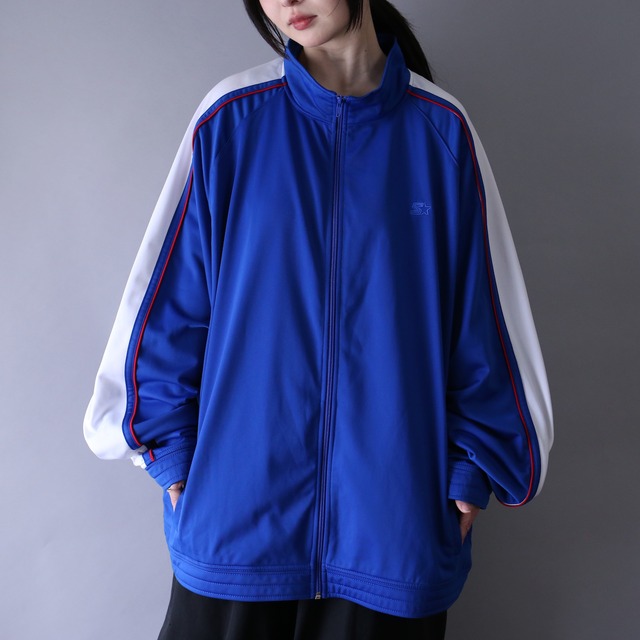 "adidas" beautiful blue collar loose track jacket