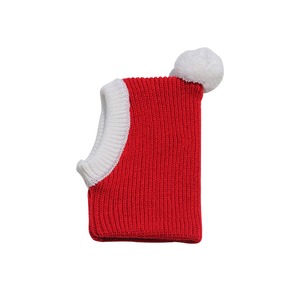 【PET】クリスマス風レッドカラーフワフワボール飾り暖かくて防寒効果抜群ニット帽子