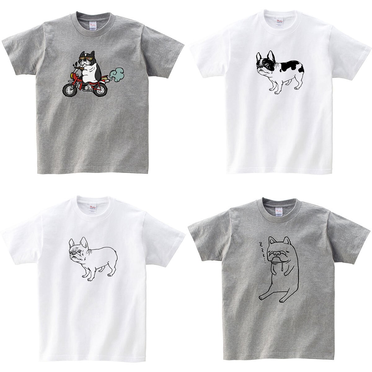 選べるデザイン フレンチブルドッグ dog76 ブヒ フレブル 半袖・長袖  ユニーク イラスト