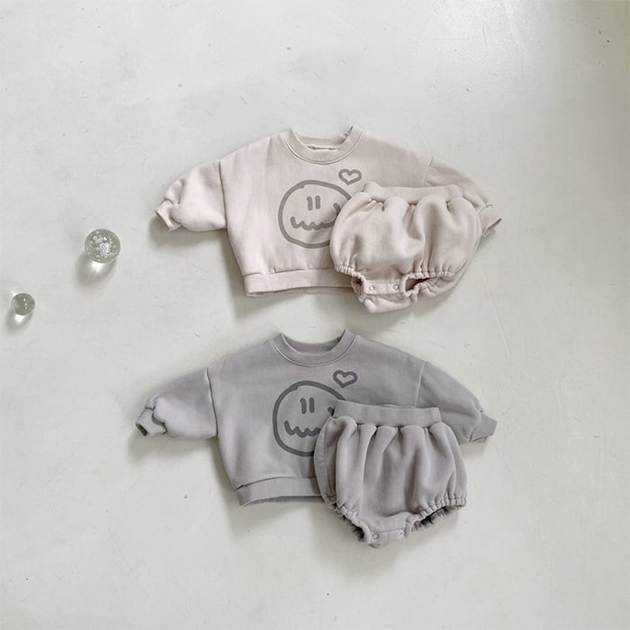 【BABY】スマイル暖かいセットアップ