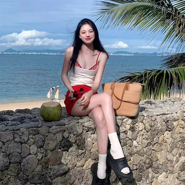 水着 ビキニ セクシー セパレート 4点セット ギャル系 ビーチ リゾート 配色 S M L XL