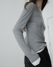 Simple fake layered long sleeve T-shirt T20056
