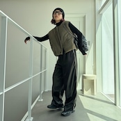 2025くしゅモック指穴knit/ブラック