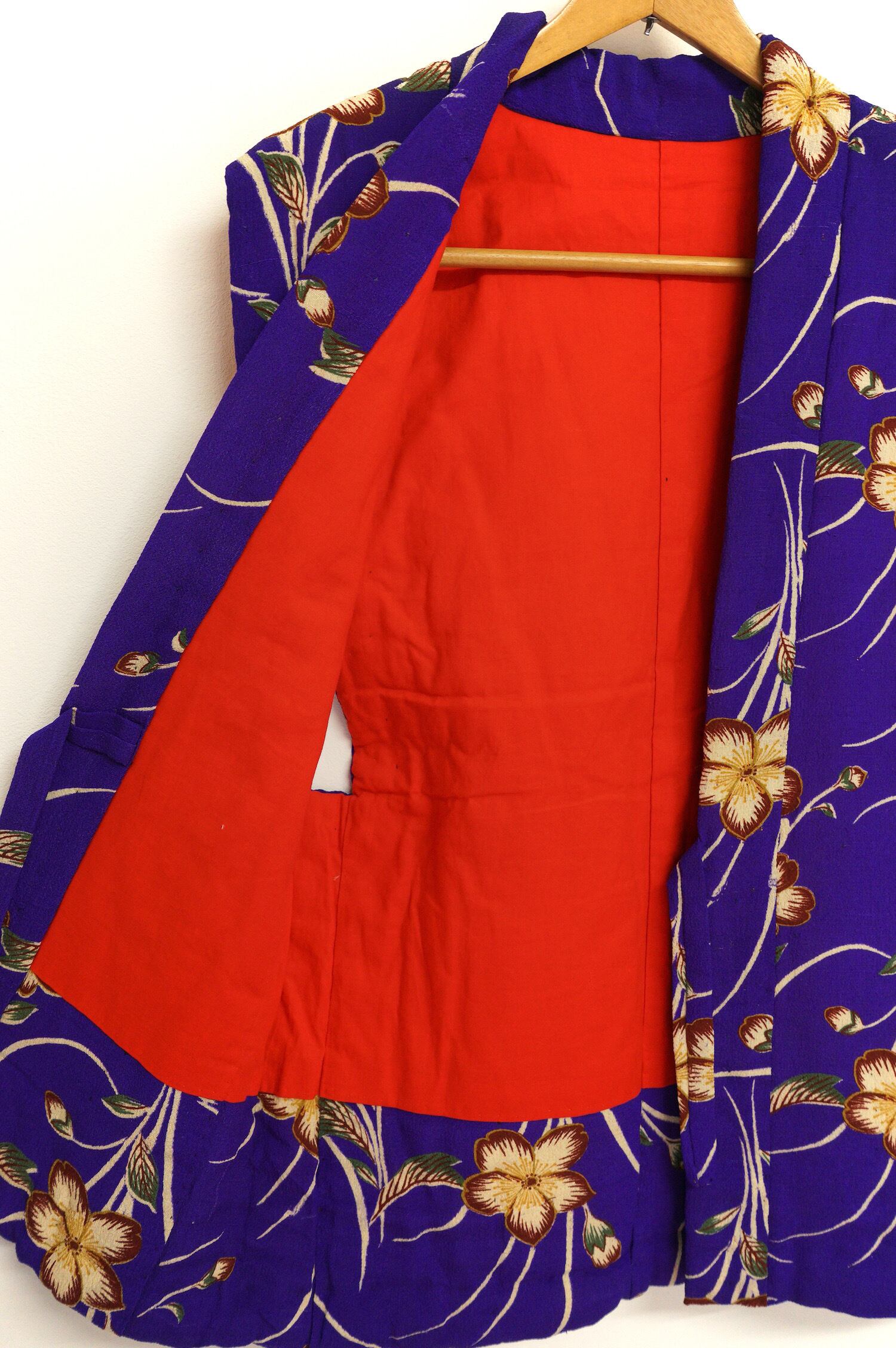 1373 綿入ちゃんちゃんこ 正絹 縮緬 古布 昭和レトロ アンティーク