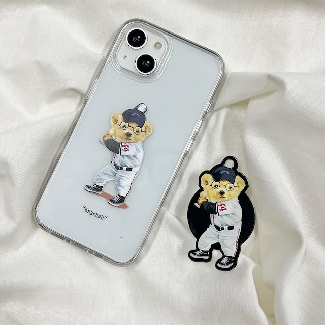 Baseball batter bear design clear iphone case