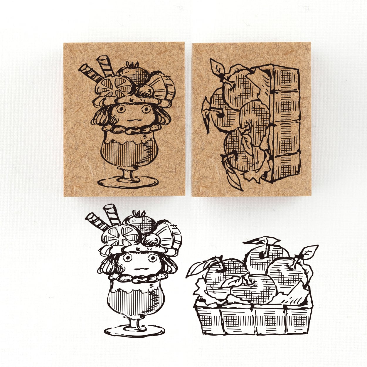 『チョコ・パフェの精霊メル・スパイラ』 物に宿る精霊オブジャニマ達のスタンプ スイーツの精霊シリーズ　26×34mm