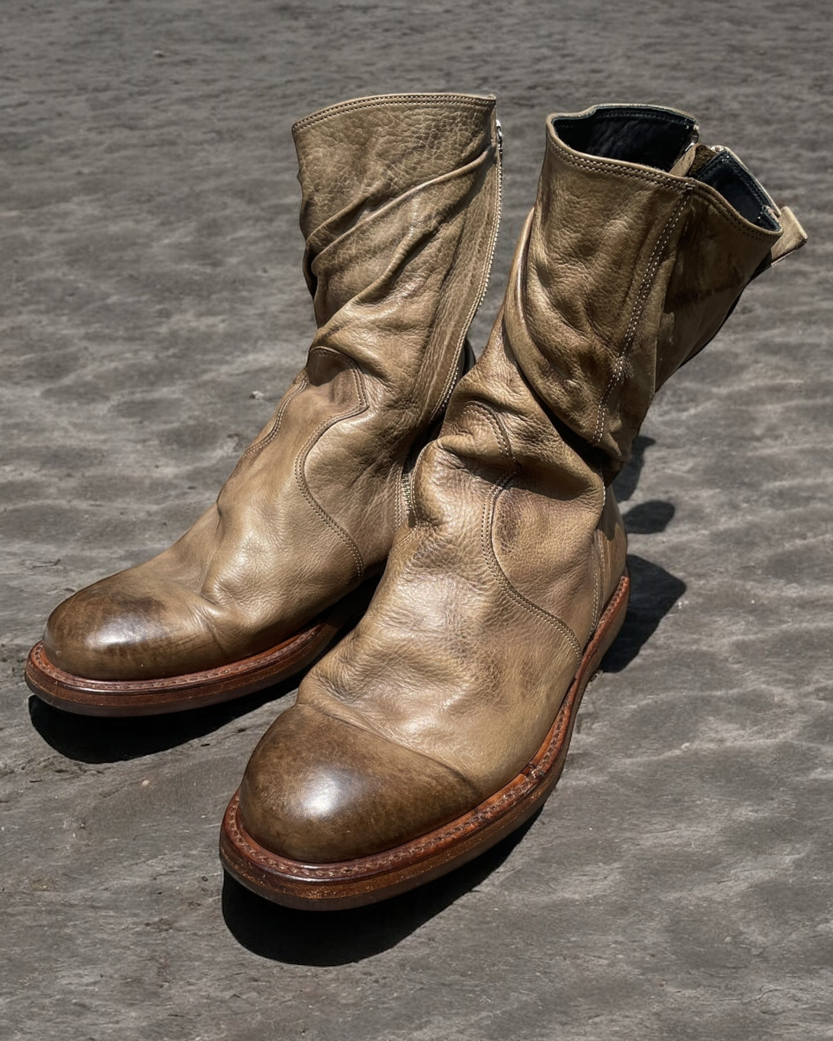 00s Mihara Yasuhiro Twisted Spiral Zip Boots