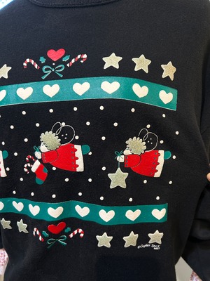 80's angel Christmas black sweat