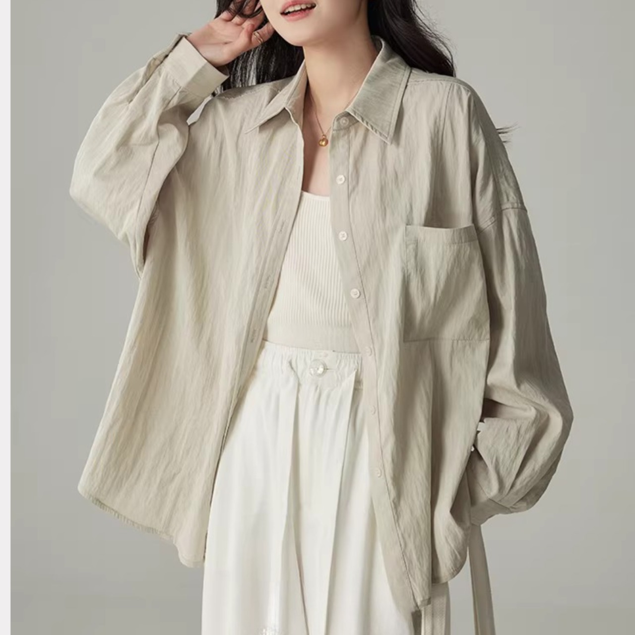 淡色 オーバーサイズ シャツ 00126・画像6