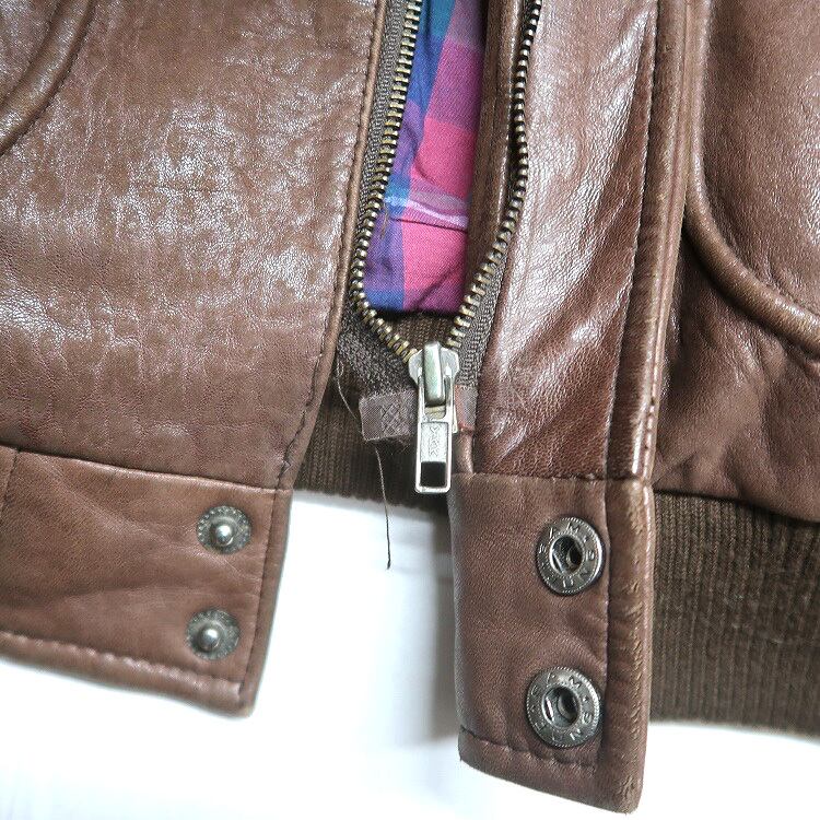 古着 90年代 GANT 本革 レザージャケット ブルゾン ブラウン 表記：44