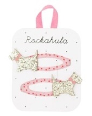 H2133P-Spotty Scottie Dog Clips-PINK