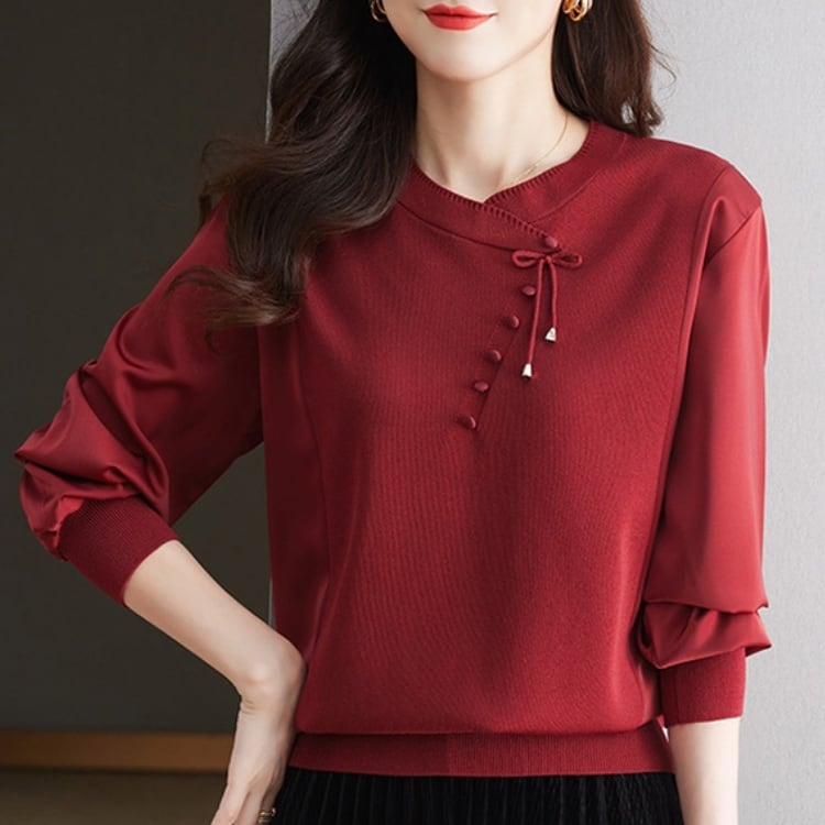 チャイナボタン　シンプルトップス　5カラー　YS00116