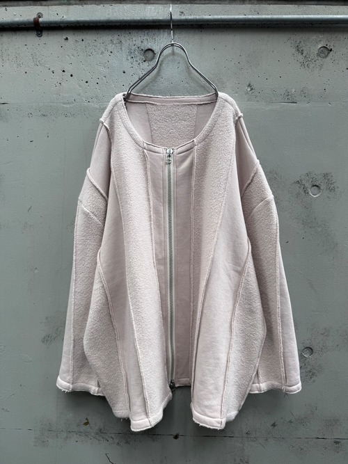 『my beautiful landlet』NAPPING BRUSHED FRENCH TERRY ZIP STRIPE / PINK