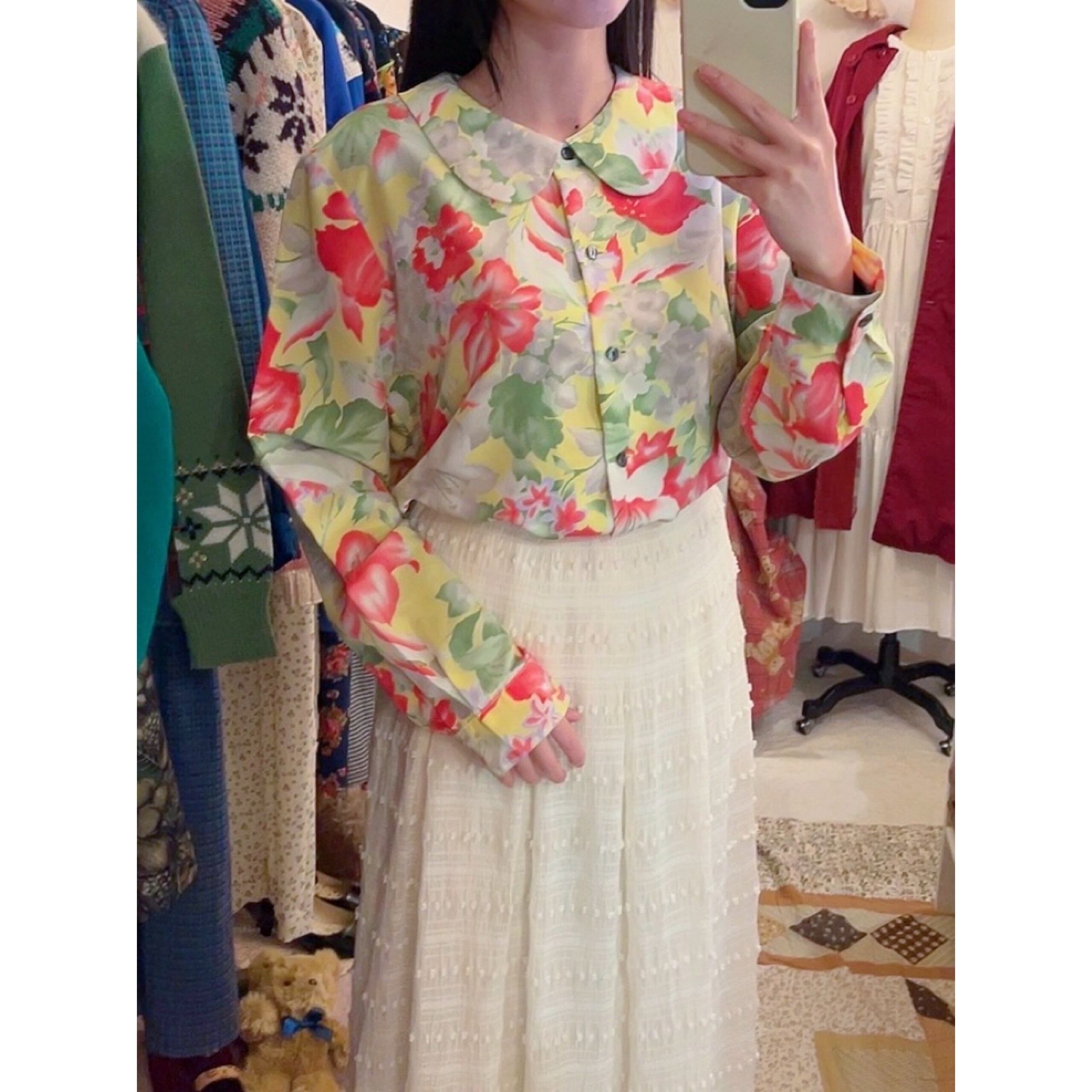 neon yellow flower blouse