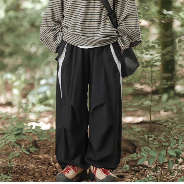 Side Line Wide Leg Nylon Pants ‐3col‐ A0225